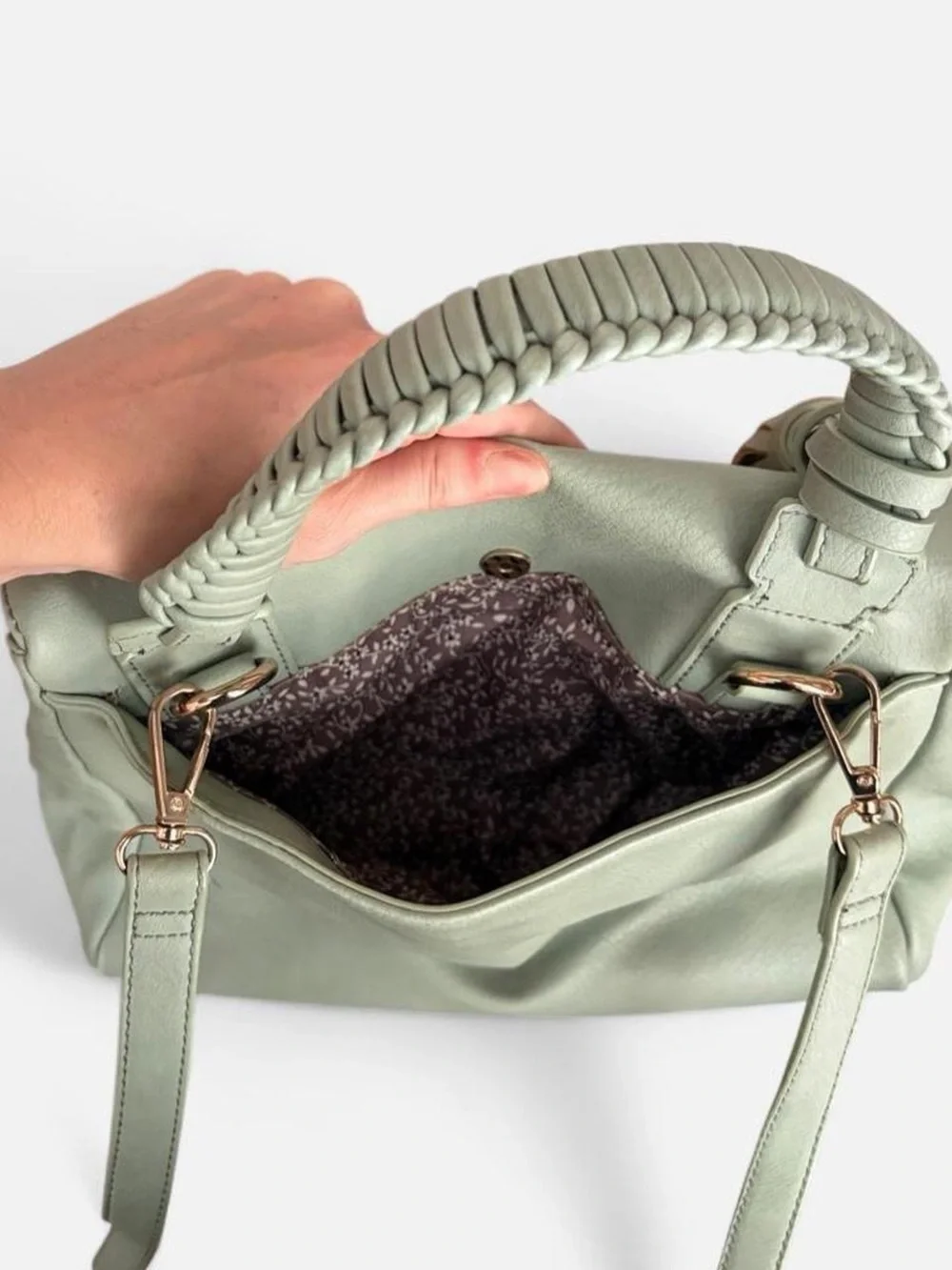 Green Faux Leather Handbag